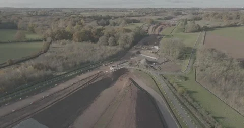 High-Speed Rail Two HS2 Ground Works November 2023 Warwickshire Stock Footage 260159360