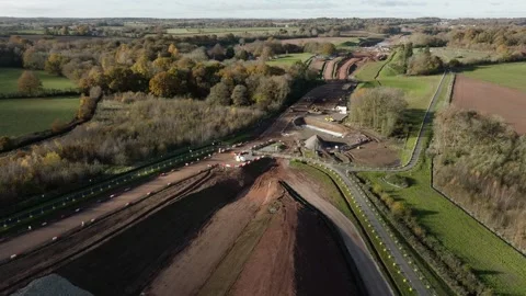 High-Speed Rail Two HS2 Ground Works November 2023 Warwickshire Stock Footage 260159620