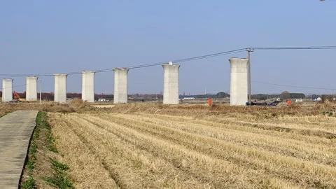 A high-speed railway construction site on the outskirts of Shanghai Stock Footage 170211491