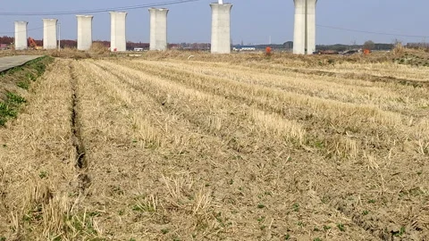 A high-speed railway construction site on the outskirts of Shanghai Stock Footage 170211533
