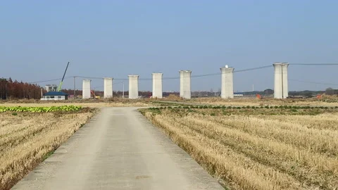 A high-speed railway construction site on the outskirts of Shanghai Stock Footage 170211571