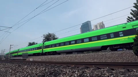 High speed railway train in motion China Railway Harmony Railway Elevated Touris Stock Footage 243012496