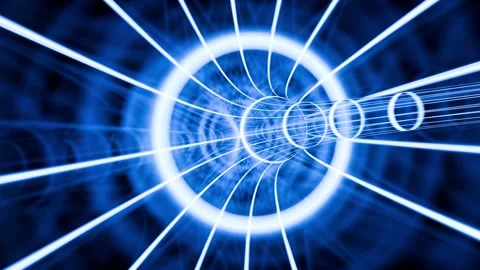High speed Sci fi blue net tunnel VJ loop background Stock Footage 314775082