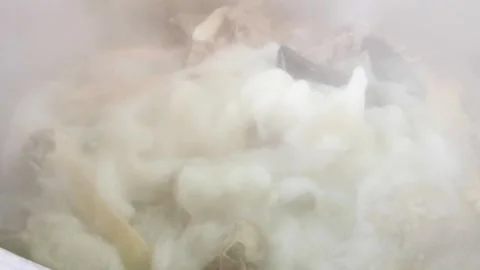 High-speed shooting and processing of beef soup Stock Footage 161871542