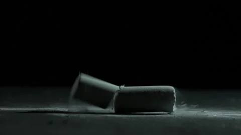 High speed Slow Motion Chalk falling down on ground and breaking Stock Footage 132513682