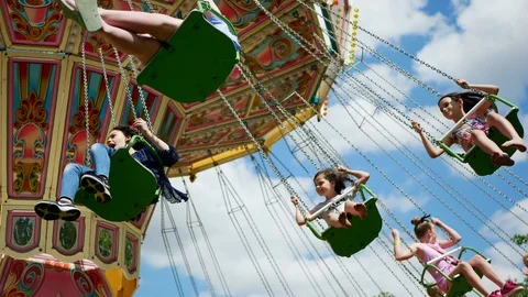 High speed spinning carousel at the Amusement Park in UK Stock-Footage 111362327