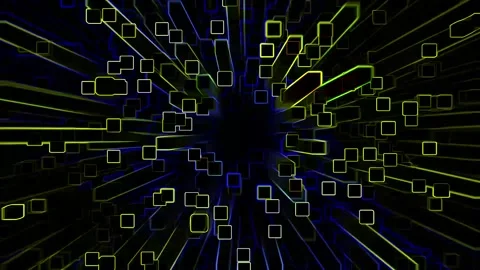 High speed square laser ray animation on black background, animated neon beam Stock Footage 303915693