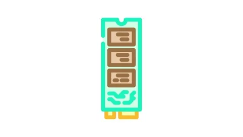 High speed ssd storage gaming pc color icon animation Stock Footage 327257173
