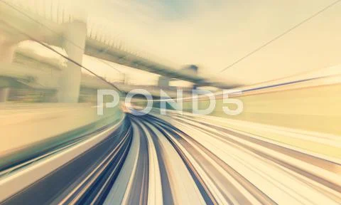 High speed technology concept via the Kobe Portliner Monorail Stock Photos