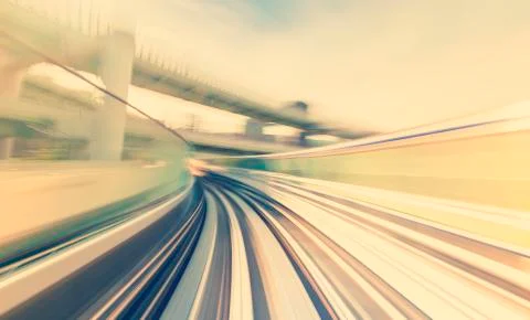 High speed technology concept via the Kobe Portliner Monorail 스톡 사진
