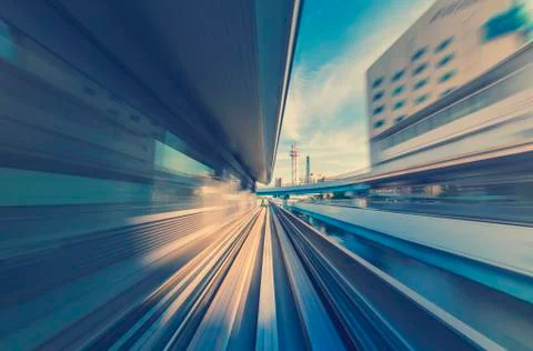 High speed technology concept via the Kobe Portliner Monorail Stockfoto's