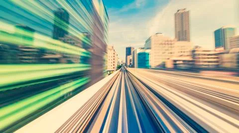 High speed technology concept via the Kobe Portliner Monorail 스톡 사진