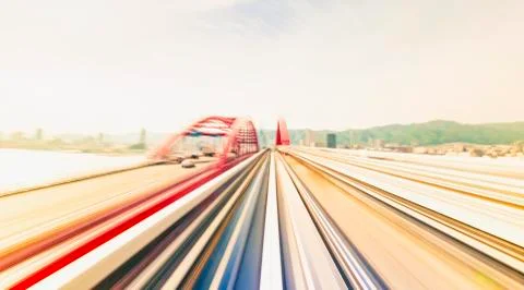 High speed technology concept via the Kobe Portliner Monorail 스톡 사진