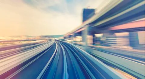 High speed technology concept via the Kobe Portliner Monorail 스톡 사진
