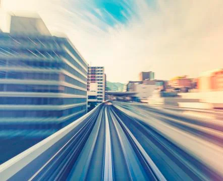 High speed technology concept via the Kobe Portliner Monorail Stockfoto's