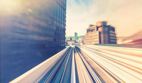 High speed technology concept via the Kobe Portliner Monorail 스톡 사진