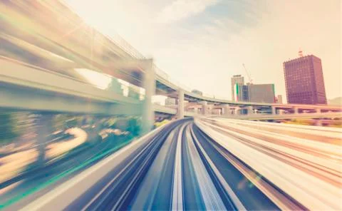 High speed technology concept via the Kobe Portliner Monorail Stockfoto's