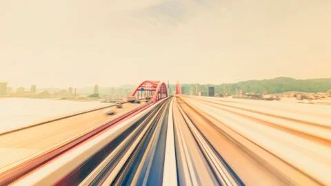 High speed technology concept via the Kobe Portliner Monorail 스톡 사진