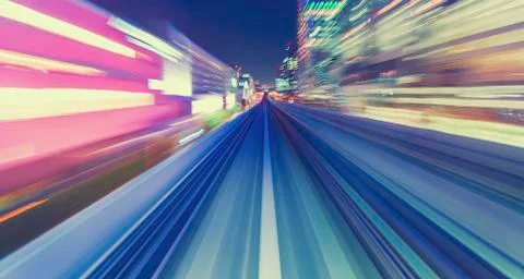 High speed technology concept via a Tokyo monorail Stockfoto's