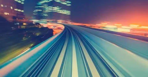 High speed technology concept via a Tokyo monorail Stockfoto's