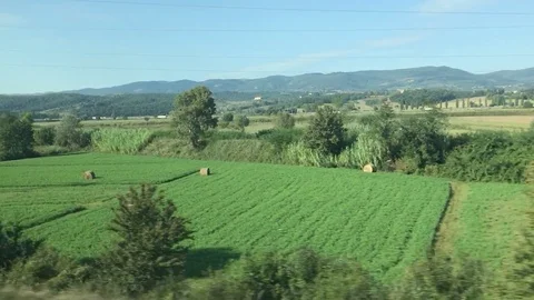 On the high speed train at 250 km/h passing Lazio landscapes PART3 Stock Footage 94826229