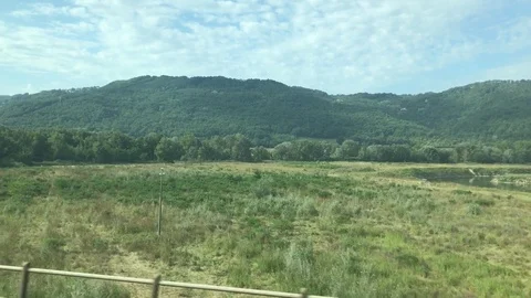 On the high speed train at 250 km/h passing Lazio landscapes PART5 Stock Footage 94829819