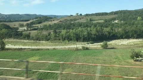 On the high speed train at 250 km/h passing Lazio landscapes PART4 Stock Footage 94830137