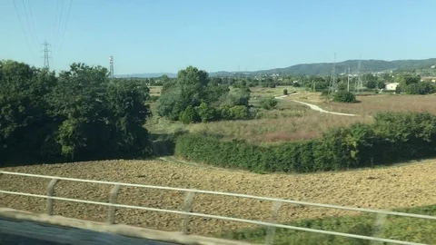 On the high speed train at 250 km/h passing Tuscany landscapes PART3 Stock Footage 94859436