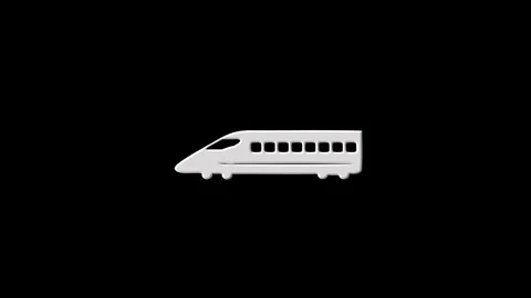 High speed train appearing and disappearing animation on black background Stock Footage 319015643