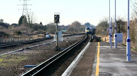 High speed train arriving at the station Stock Footage 10734774