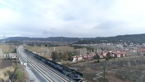 High-speed train between Girona and Barcelona Stock Footage 85357257