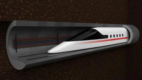 High speed train. concept design for magnetic levitation and vacuum tunnel Stock Illustration