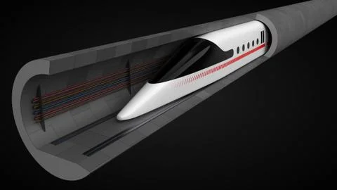 High speed train. concept design for magnetic levitation and vacuum tunnel Stock Illustration