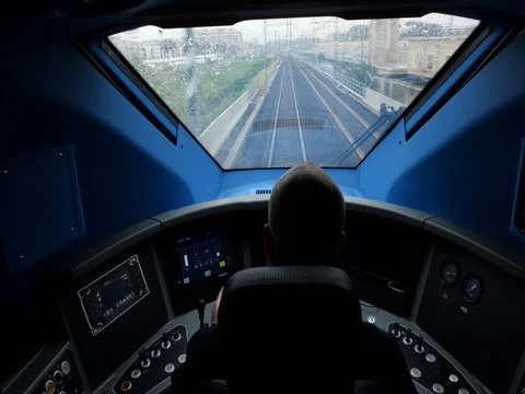 High Speed Train Driver Cabin 1 Stock Footage 112563435