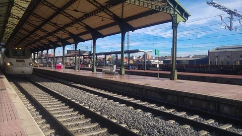 High speed train entering the station Stock Footage 102791619