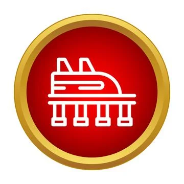 High speed train icon on bridge in red circle Stock Illustration