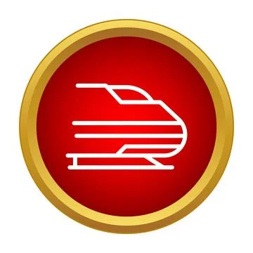 High speed train icon on red button Stock Illustration