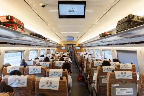 High speed train interior car wagon Fuxing high-speed Beijing South railway S Stock Photos