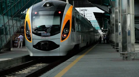 High speed train leaving the platform Stock Footage 34841038