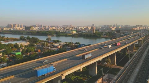 High Speed Train Logistics and Transportation Driving Urban Development Stock Footage 304305777