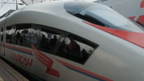 High-speed train Moscow- St. Petersburg Video stock 114902117