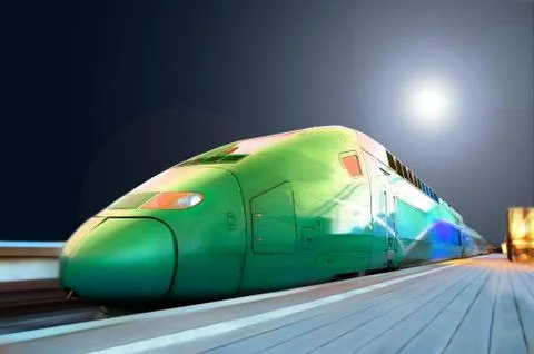 High-speed train with motion blur outdoor Stock Photos