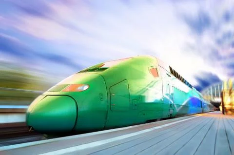 High-speed train with motion blur outdoor Stock Photos