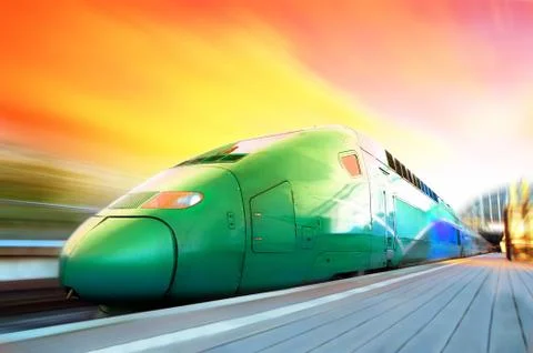 High-speed train with motion blur outdoor Stock Photos