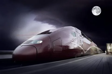 High-speed train with motion blur outdoor Stock Photos