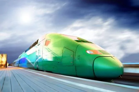 High-speed train with motion blur outdoor Stock Photos