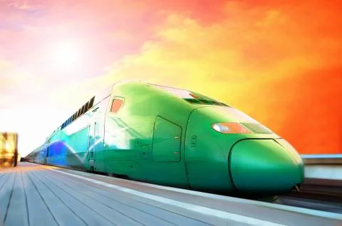High-speed train with motion blur outdoor Stock Photos