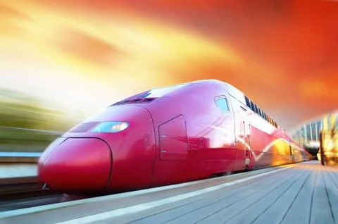 High-speed train with motion blur outdoor Stock Photos