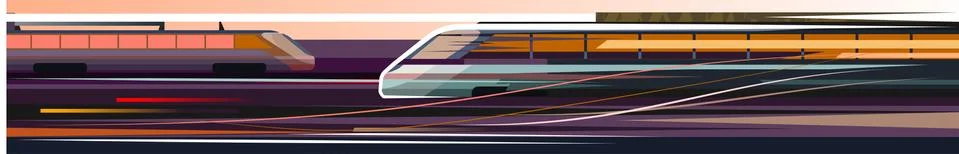 High-speed train in motion. Design concept. Illustration. Express passenger r Stock Illustration