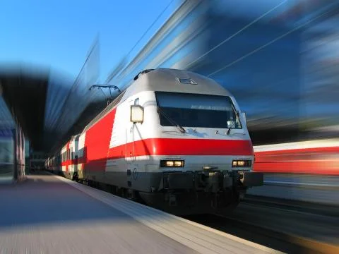 High speed train in motion Illustrazione stock